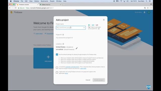 Build a YouTube bookmarking site with Vue.js - part 2 - Setting up Firebase
