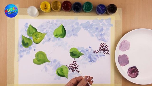 Сирень. Рисуем ватными палочками. Рисуем с детьми.  Идеи для рисования.  Рисуем сирень. Lilacs