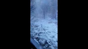 Зажор на реке Чемал. Зимний паводок. Горный Алтай