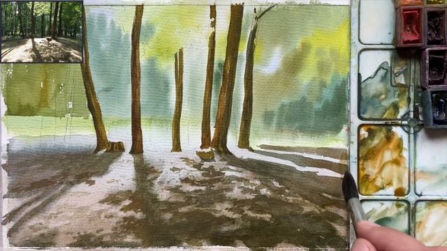 Уроки рисования. Как рисовать пейзаж акварелью. Акварель. Подробное объяснение.Поэтапное рисование.