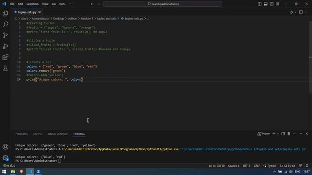 Tuples and Sets in python смотреть онлайн