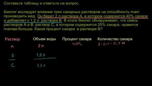 Задача на процент содержания сахара