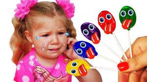 Bad baby with tantrum and crying for lollipops Little Babies learn colors with finger song video