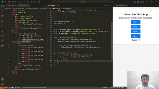 Build an Interactive Quiz App: JavaScript Part-2 (Project for Beginners) | Missing Code #javascript