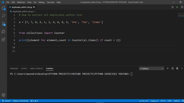 Python Exercises - Data Structures #3 (single list duplicates)