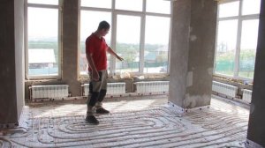 Отопление в коттедже. Теплый пол и радиаторы.  Как залить стяжку на теплый пол. Уфа