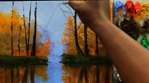 Autumn Forest Trees and Lake STEP by STEP Acrylic Landscape Painting