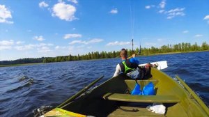 В лодке по озеру на кайте в 4K #kite #cabrinha