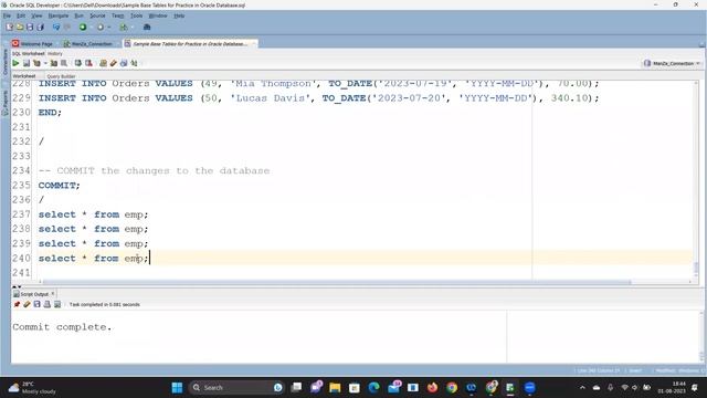 03 Sample Base Tables for Practice in Oracle Database | PANDIT AJESH | SQL TELUGU TUTORIALS