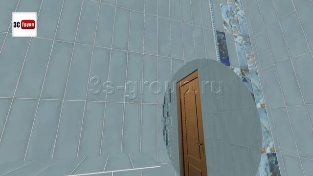 Плитка «Дарсена» Керама Марацци в интерьере ванной | 3D-раскладка смотреть онлайн