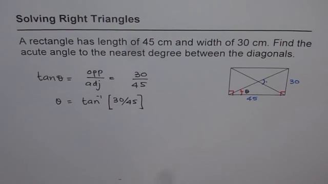 Find Acute Angle on Intersection of Diagonal in Rectangle смотреть онлайн