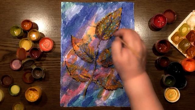 Twig with Leaves - Drawing on Crumpled Paper | Gouache+Watercolor | IOTN - Speed Painting смотреть онлайн
