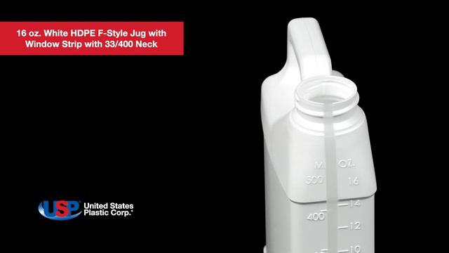 16 oz. White HDPE F-Style Jug with Window Strip  U.S. Plastic Corporation