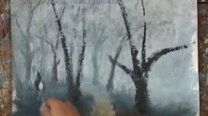 Speed painting tutorial Time Lapse FOGGY LANDSCAPE by Valery Rybakow oil landscape paintings.