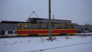 Трамвай Tatra T6B5SU-3158. Разворот на кольце.