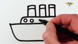 Рисуем кубик рубика, лодочку, пароход и акулу! Раскраска для детей и малышей! Давайте рисовать! Раск