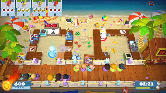 Overcooked! 2: Surf 'n' Turf DLC Level 1-1, 4 Stars, Multiplayer (2 players) смотреть онлайн