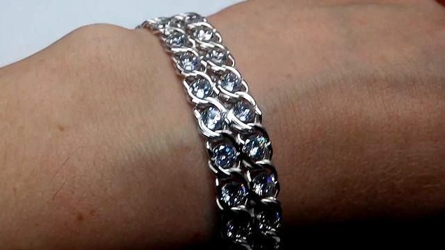 Двойной арабский бисмарк с камнями в серебре. Серебряный браслет смотреть онлайн