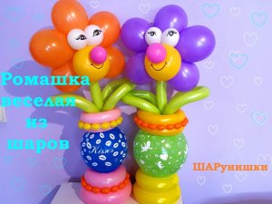 Ромашки из шаров. Как сделать. Мастер класс. Balloon daisies. Balloons. DIY. Hand made. How make