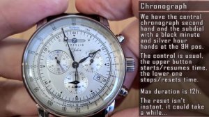 Zeppelin "100 Years" 7680-1 chronograph alarm (cal. Ronda 5130.D ) watch review manual #zeppelin