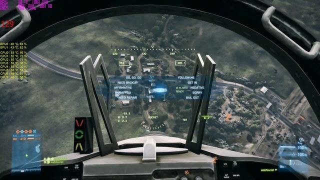 Battlefield 3 - 7 min jet fighter flight test 2x680 SLI - FPS, Temperature, memory usage смотреть онлайн