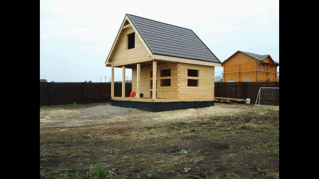 Дом за 1 минуту из бруса 6 на6 с террасой