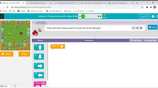 Course B  Lesson 1 to 4, Learncoding4Free,code.org