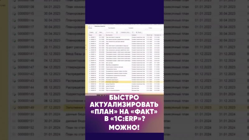 Как можно настроить подсистему «Бюджетирование» в «1С:ERP»: актуализируем «план» на «факт» #shorts