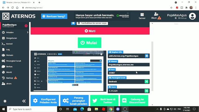 🔴 CARA BUAT SERVER PAKE ATERNOS | SIMPLE DAN MUDAH смотреть онлайн