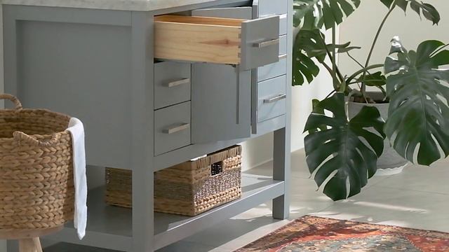 Ariel Magnolia 43 In. Rectangle Sink Vanity With 0.75 In. Carrara White Marble Countertop In Grey смотреть онлайн