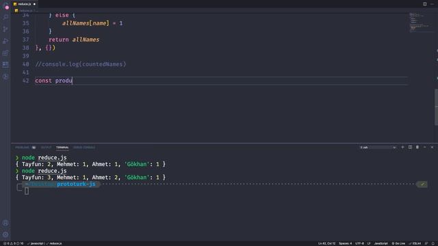 Javascript reduce() Metodu