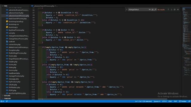 Program the advanced product searching process including pagination