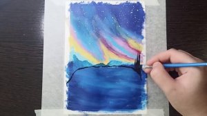 Пейзаж гуашью