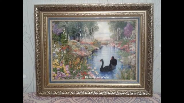 Вышивка. Работы моих учениц картина " Лебеди на пруду". смотреть онлайн