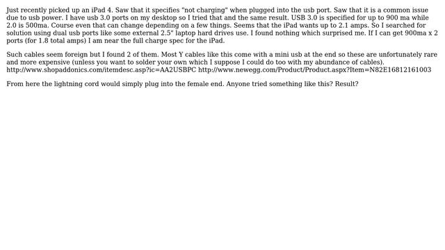 Apple: iPad 4 not charging solution with usb 3.0 dual ports Y adapter смотреть онлайн