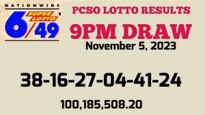 Lotto Result Today 9pm draw November 5, 2023 6/58 6/49 Swertres ez2 PCSO#ez29pm