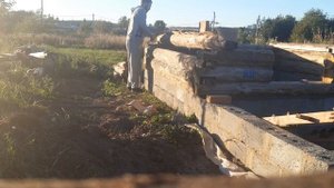 монтаж бревна с джутом, вторичная сборка бани
