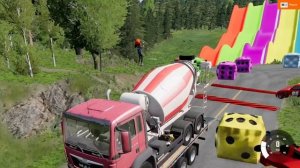 TRANSPORTING PIXAR CARS & FRUITS WITH COLORED & JOHN DEERE vs CLAAS vs TRACTORS - BeamNG.drive #962