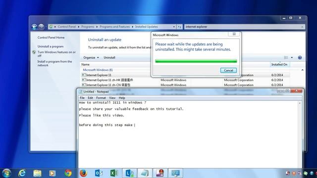 How to uninstall or remove Internet Explorer 11 IE11 in windows 7 Operating System смотреть онлайн