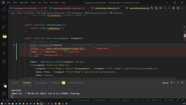 CRUD LARAVEL 8 -PART 22- FORM VALIDATION LARAVEL 8