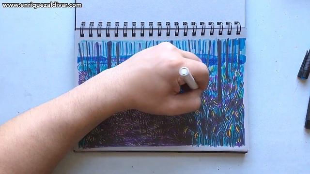 Brush pen and ink: Drawing a forest landscape - Sketchbook art - Enrique Zaldivar смотреть онлайн
