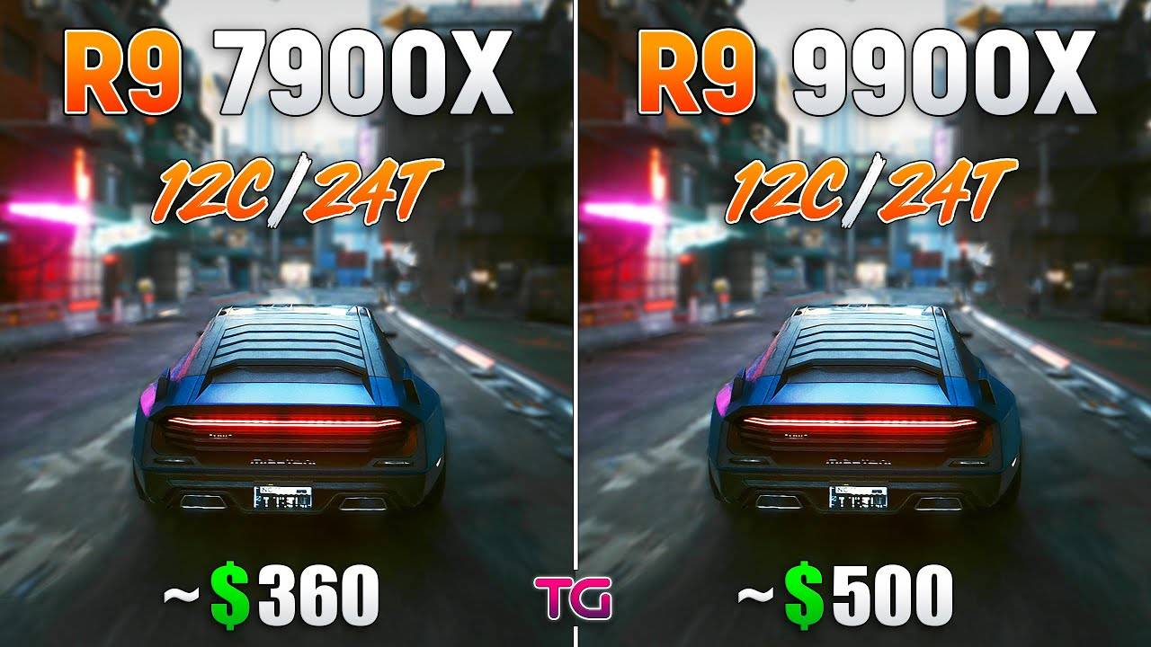Ryzen 9 9900X - Ryzen 9 7900X | Сравнительное тестирование в 10 играх | 1080p