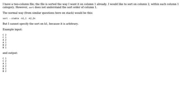 Unix & Linux: GNU sort stable sort when sort does not know sort order (2 Solutions!!) смотреть онлайн