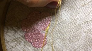 Простой тамбурный шов, выполняем иглой./ A simple chain stitch, we perform a needle.