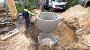 Переливной септик из бетонных колец.