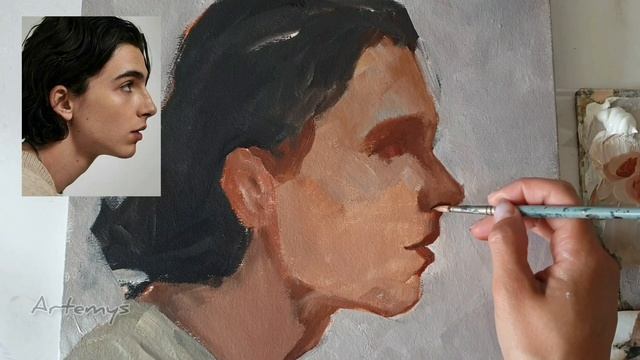 Как написать портрет маслом  | Портрет в профиль | Рисую портрет маслом Тимати Шаломе