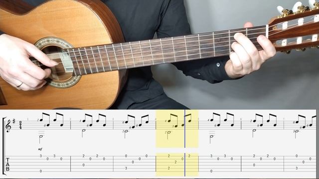 Самая КРАСИВАЯ и ПРОСТАЯ мелодия на гитаре | ноты, табы, разбор смотреть онлайн