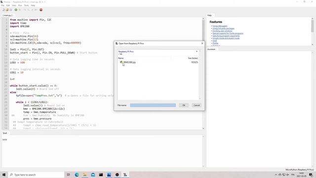 Raspberry Pi Pico Project Temperature Pressure Data Logger
