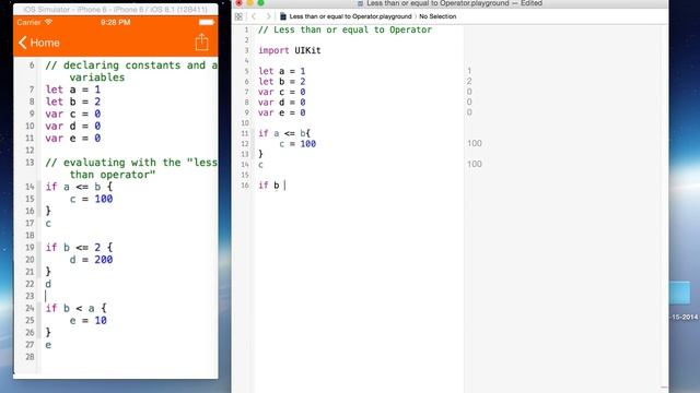 Less than or equal to operator (Swift Programming Language Reference)