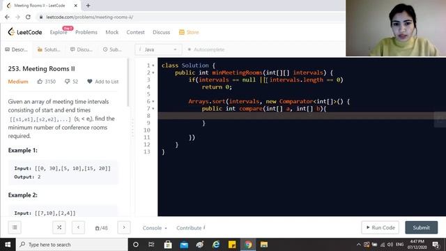 Leetcode 253. Meeting Rooms II [Algo + Code + Time/Space Complexity]